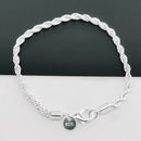 Bracelete Cordão Torcido em Prata 925